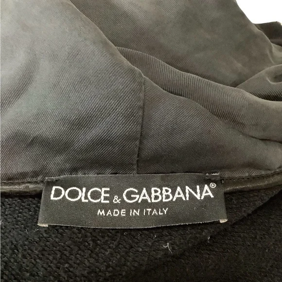 Dolce & Gabbana Black Zip Up Sweatshirt in Cotton Jersey